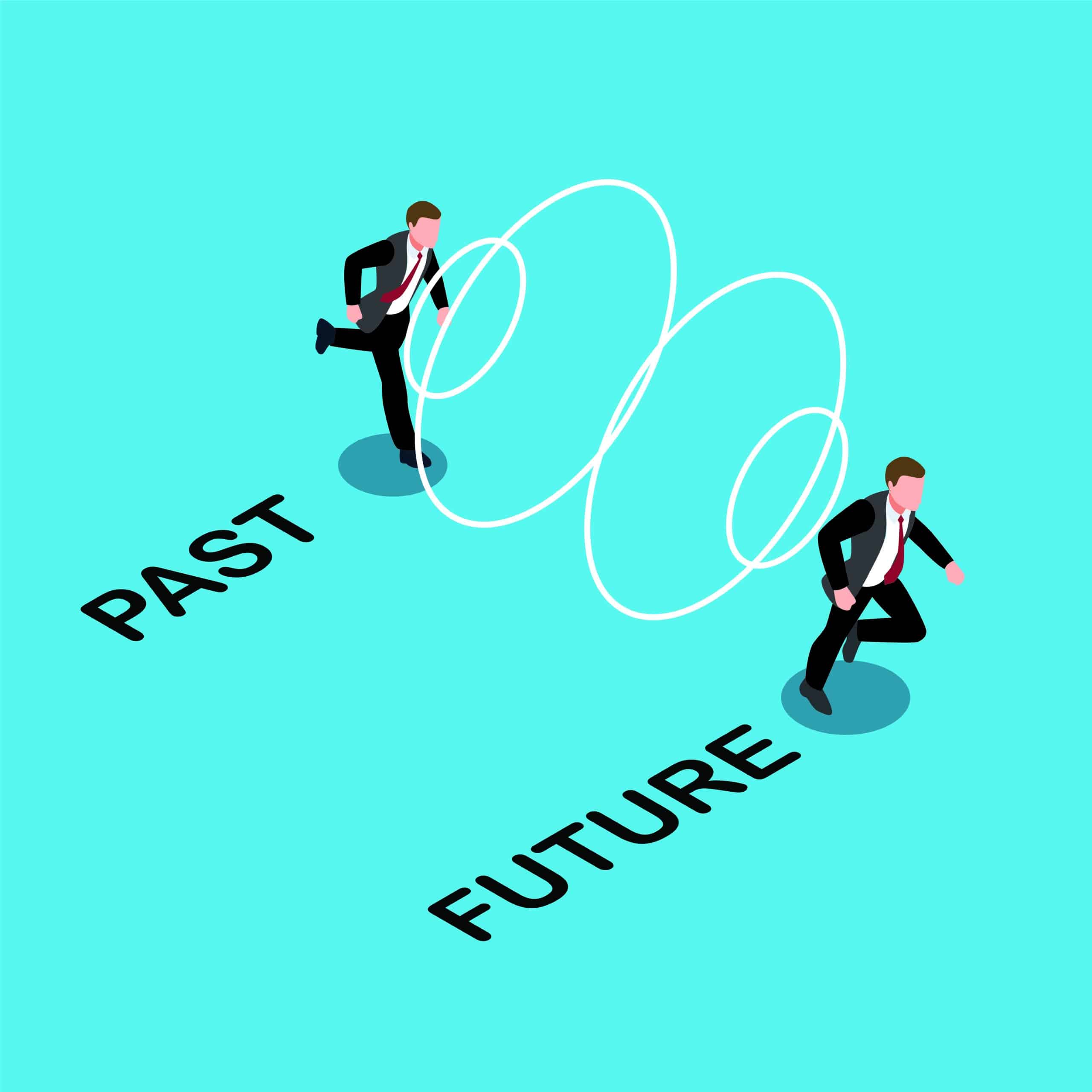 Business man run toward the future - The Sales Vault - The Sales Vault