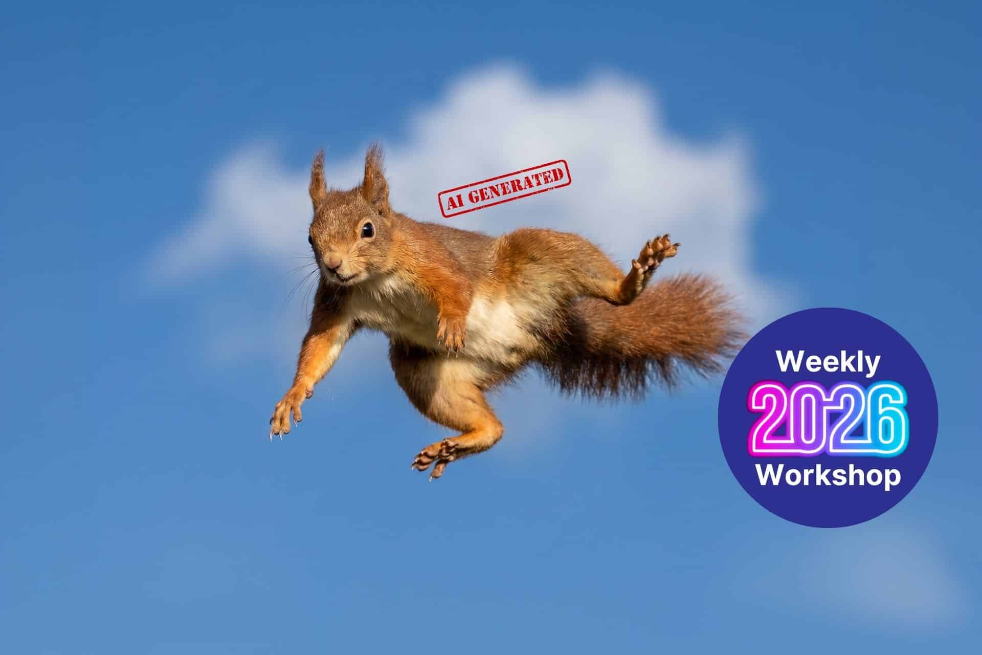 how do you use ai - The Sales Vault - The Sales Vault Squirrel leaping in a blue sky with an 'AI GENERATED' stamp and a purple 'Weekly 2026 Workshop' badge.